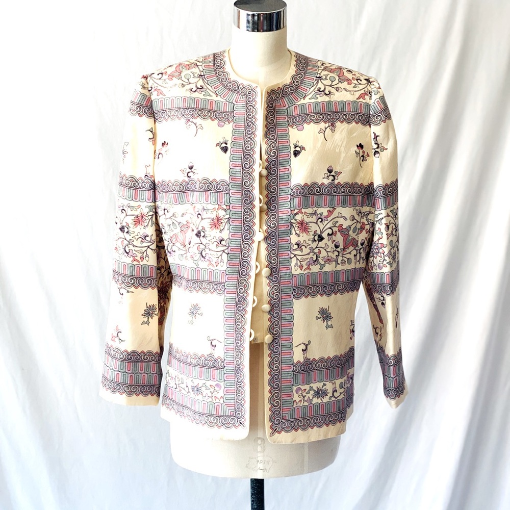 Vintage ANNE CRIMMINS FOR UMI‎ COLLECTION Silk Floral jacket 14